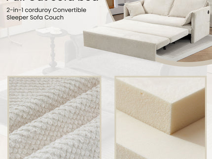 Pull Out Sofa Bed, Convertible Sleeper Sofa Couch, Side Storage, And USB / C - Type Charging Ports Chair