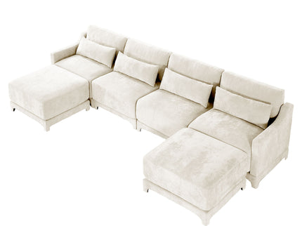 Stylish Sofa With Ottoman And Lumbar Pillows, Ergonomic Design