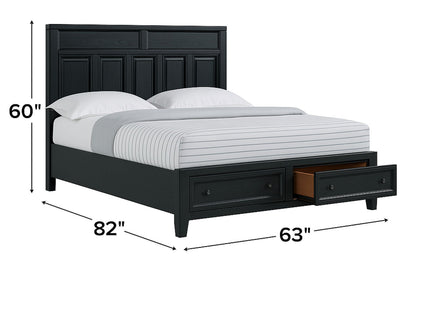 Storage Bed With Panel Headboard And Spacious Footboard Drawers