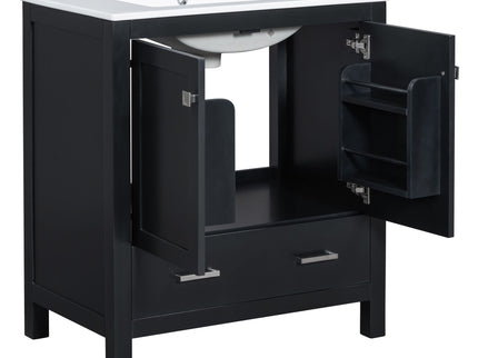 Bathroom Vanity With Single Sink, Combo Cabinet Undermount Sink, Bathroom Storage Cabinet With Two Doors And A Drawer, Soft Closing, Multifunctional Storage, Solid Wood Frame