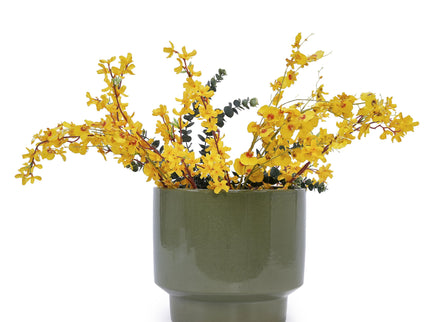 3 Pieces Ceramic Flowerpot, Planter For Patio, Garden Or Windowsills - Antique Light Green