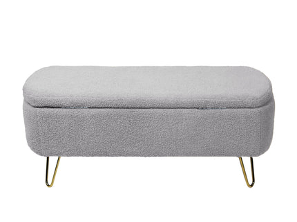 Storage Ottoman Bench For End Of Bed Legs, Modern Camel Faux Fur Entryway Bench Upholstered Padded With Storage For Living Room Bedroom