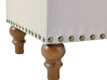 Upholstered Ottoman With Storage And Rivet Trim