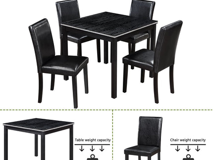 5 Pieces Wooden Dining Table Set, Square Table And 4 Upholstered Chairs