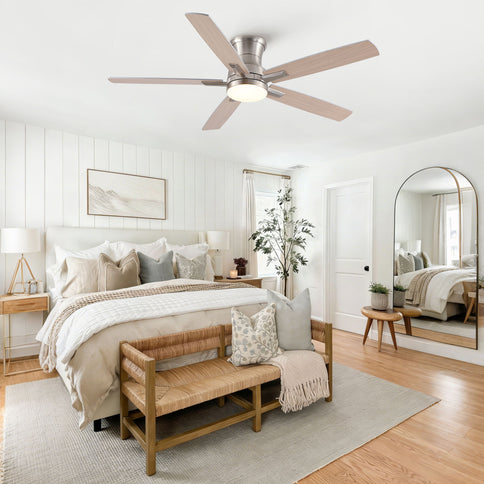 Mordern Flush Mount Ceiling Fan With Light And Remote Control