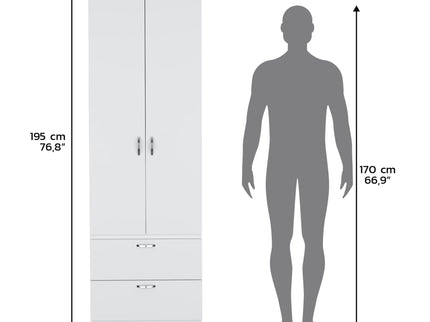 Armoire Organiser, Two Shelves, Rod, Double Door Cabinet Armoire