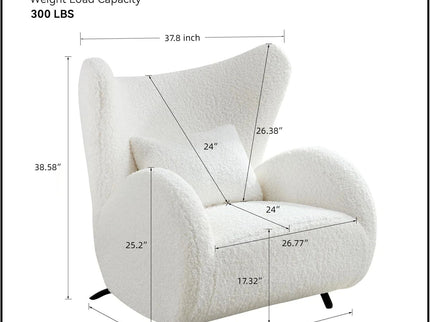 Wingback Armchair & Ottoman Combo For Living Room - White