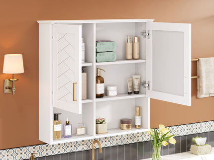 2 In 1 Wall-Mounted Mirror Cabinet With Adjustable Shelves, Soft-Close Doors, High-Definition Mirror & Storage