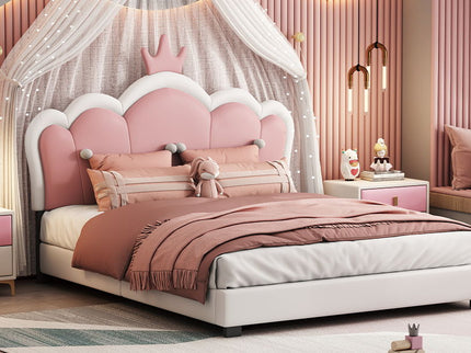 Upholstered Princess Platform Bed With Crown Headboard