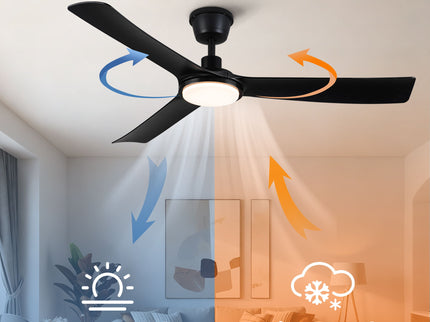 All Weather Outdoor Waterproof Ceiling Fan With Light And Quiet Motor For Patio Porch - Black
