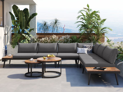 Modern Outdoor Sectional Sofa Set With Nesting Coffee Tables