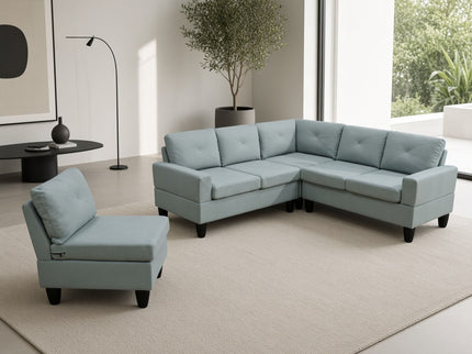 Modular L - Shaped Sectional Sofa 6 Seater 4 Piece, Couch With Chaise - Green