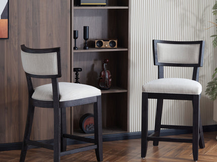 Upholstered Counter Height Bar Stools With Comfy Back (Set of 2)
