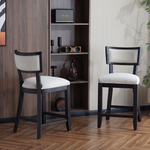 Upholstered Counter Height Bar Stools With Comfy Back (Set of 2)