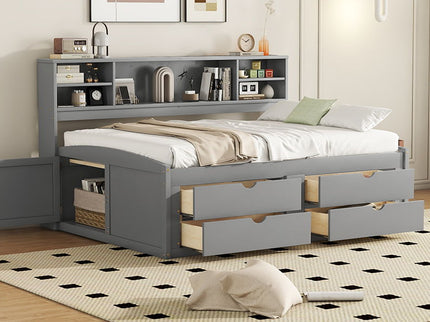 Daybed With 2 Bedside Cabinets, Upper Shelves And 4 Drawers