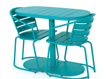 3 Piece Elegant Outdoor Bistro Set With 2 Chairs And Oval Table
