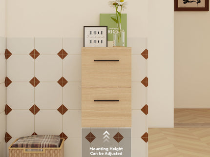 Floating Bathroom Vanity Drawer Base, Wall Mounted Storage With 2 Drawers - Light Oak