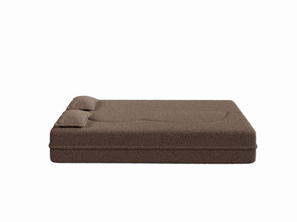Modern Floor Sofa, With 2 Pillows, Convertible Teddy Fabric Foam Filled Bed