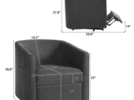 Power Lift Recliner Barrel Shape Reclining Chair With Footrest And Side Pocket