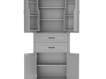 Multi Functional Storage Cabinet With Adjustable Shelves, 2 Drawers, Door Shelves