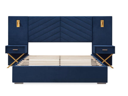 Comfortable Upholstered Bed With Vertical Channel Tufted Wingback Headboard