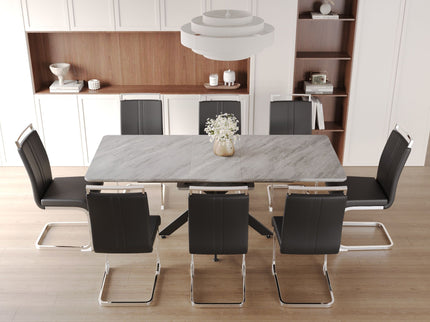 Modern Extendable Dining Table Set With Soft Padded Armless Chairs