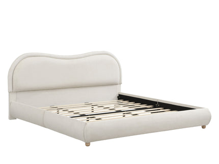 Upholstered Platform Bed Frame With Curved Headboard