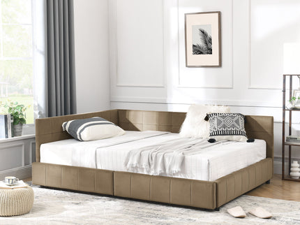 Storage Upholstered Tufted Bed Frame With Backrest And Armrests