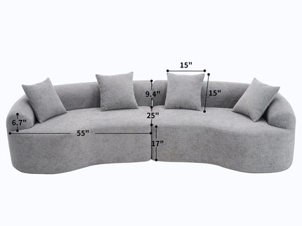 4 Seater Sofa With Fabric, 30D, 60 Hardness Full Sponge, 4 Pillow For Living Room, Home Furniture Sleeper Sectional Sofa For Apartment