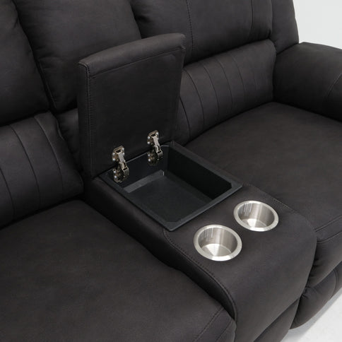 Reclining Console Loveseat - Black - Fabric