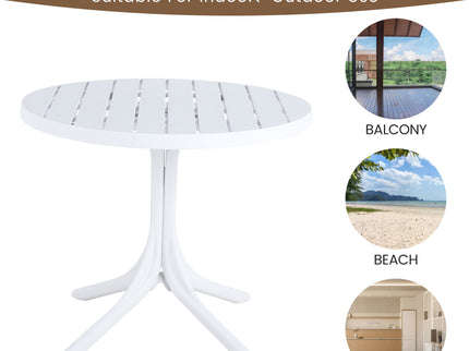 4 Piece Set Of Color Block Designed Single Chairs & Round Table - Cream White / Haze Green / White