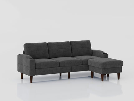 3 Seater Convertible Combination L Shaped Sofa With Footstools With Storage