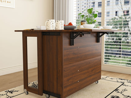 3 In 1 Foldable Side Table With 4 Storage Shelves