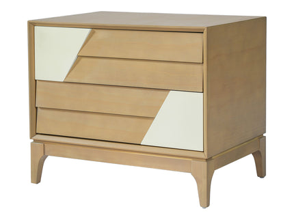 Japandi 2 Drawer Nightstand With Geometric Design