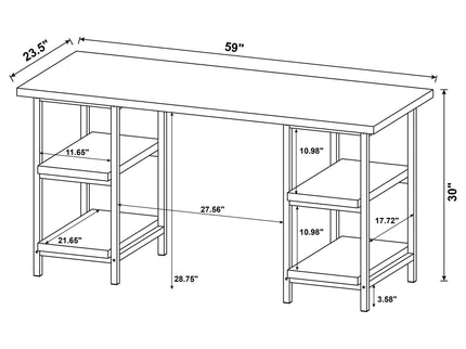 Salvaged - 4 Shelf Writing Desk With Hollow Board - Brown