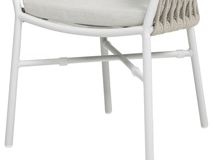 Maiden - Barrel Back Aluminum & Rope Outdoor Patio Dining Chair, Sunproof Olefin (Set of 2)