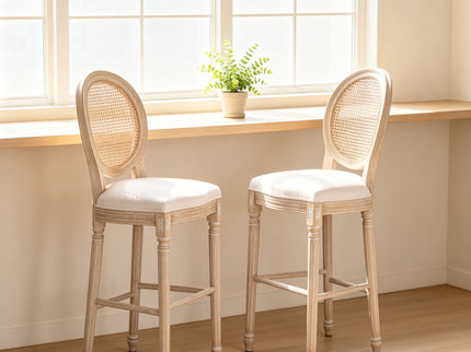 French Country Bar Chairs With Round Back (Set of 2)