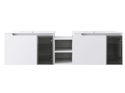 Wall Mounted Bathroom Vanity With Sink, Soft Close Doors, Cabinet & Half Door