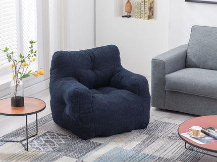 Soft Teddy Fabric Tufted Foam Bean Bag Chair With Teddy Fabric