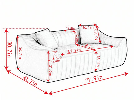 Oversized 2 Seater Loveseat With 2 Decor Throw Pillows, Deep Seat Sofa For Living Rooms