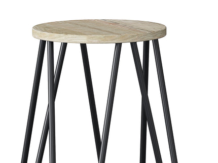 Simeon - Multifunctional Metal Stool With Wood Seat