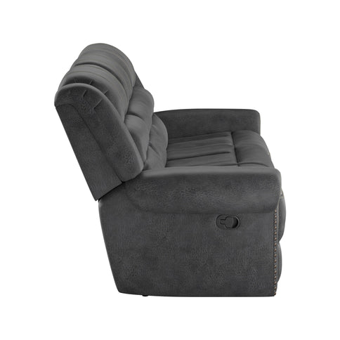 Reclining Sofa - Gray - Faux Leather