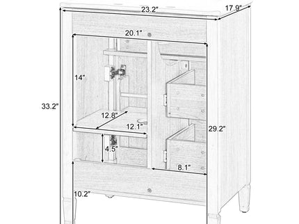 Bathroom Vanity With Sink, Flip Drawer, 2 Drawers, Adjustable Shelf