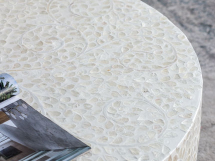Unique Capiz Coffee Table & Pedestal Base