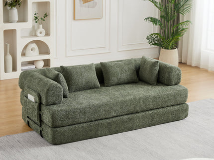 Convertible Sleeper Sofa Bed With Cylindrical Pillow