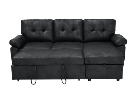Convertible L - Sectional Sofa Bed With Storage Chaise And Padded Armrests