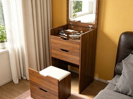 Vanity Desk With Lighted Mirror & Stool