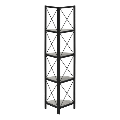 Bookshelf, Bookcase, Etagere, Corner, 4 Tier, Office, Marble Look Contemporary & Modern