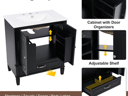 Bathroom Vanity With Sink, Soft Closing Door, Multi Functional Storage