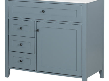 Bathroom Vanity With Sink, 3 Drawers & Cabinet With Adjustable Shelves
